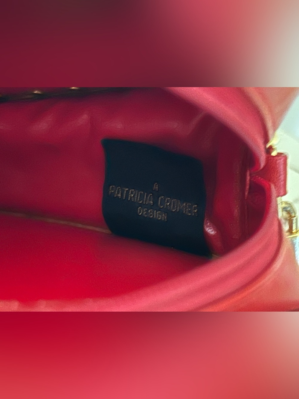 MCM Red Heart Studded Crossbody with Gold Chain Cromer Design - Picture 9 of 16